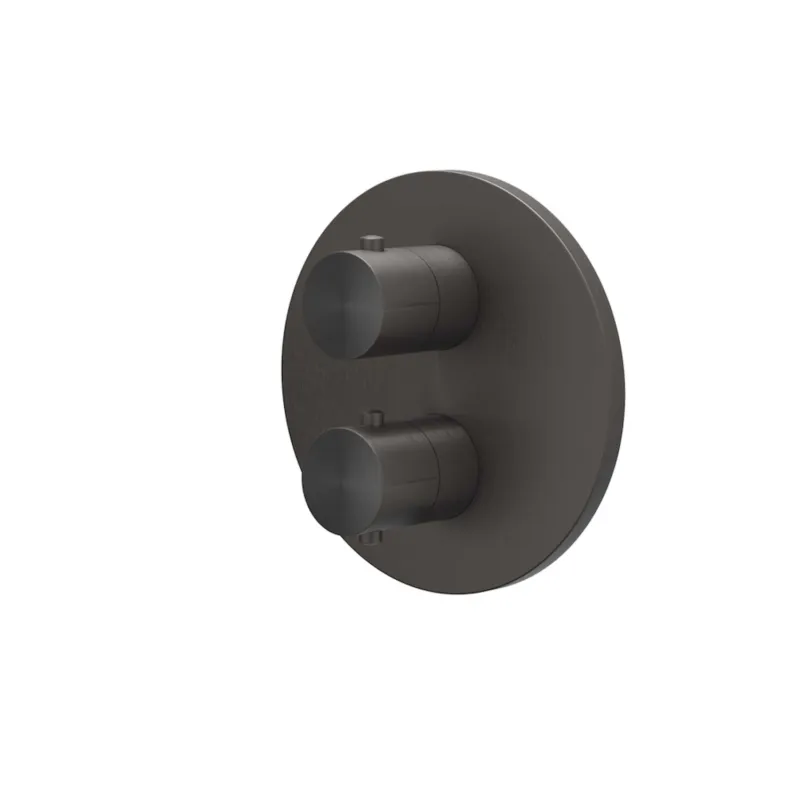 Beperkt Aanbod Afbouwdeel IVY Concord Inbouwthermostaat 2-weg Met Rond Rozet RVS316 Geborsteld Carbon Black PVD