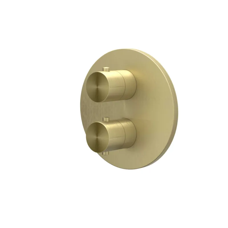 Merkproduct Afbouwdeel IVY Concord Inbouwthermostaat 2-weg Met Rond Rozet RVS316 Geborsteld Mat Goud PVD