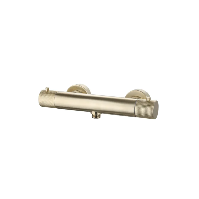 Hete Deal Douchemengkraan Opbouw Sanilux Ribb Thermostatisch Rond Met Geribbelde Knop Geborsteld Goud