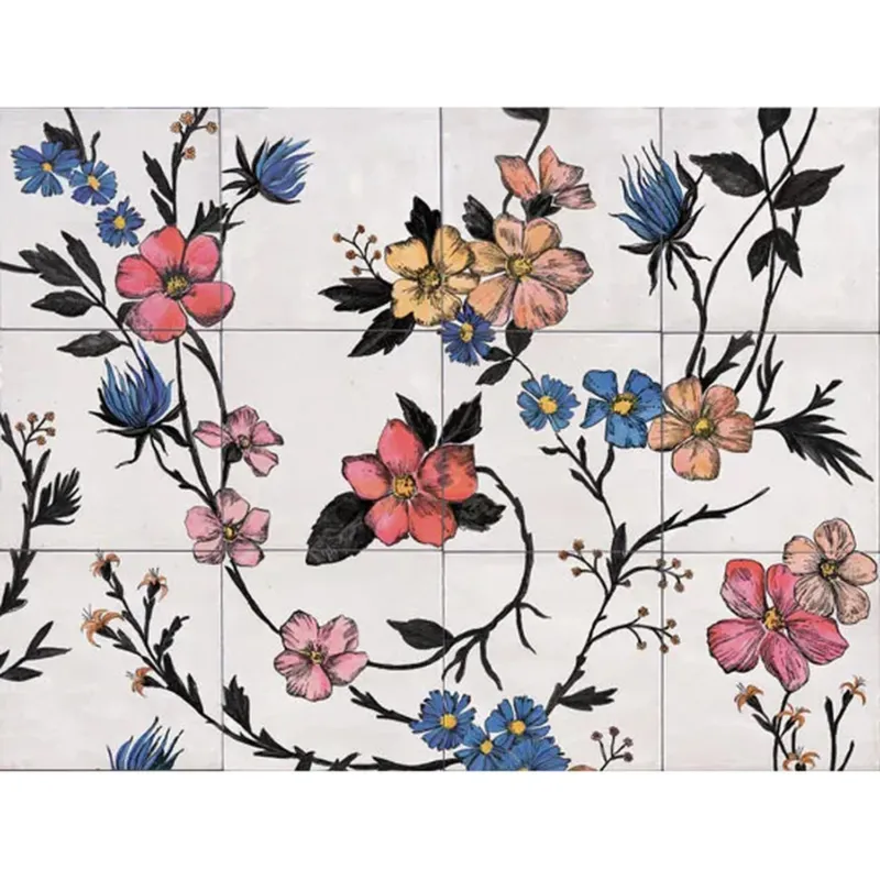 Uitverkoop Wandtegel Marazzi Rice 45x60 cm Decor Garden B Glans Bianco (prijs per decor)