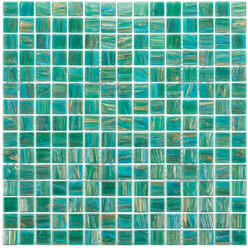 Mozaïek Amsterdam Goud 32.2x32.2 cm Glas Met Goud Ader En Turquoise (Prijs per 1,04 M2) Gereduceerde Prijs