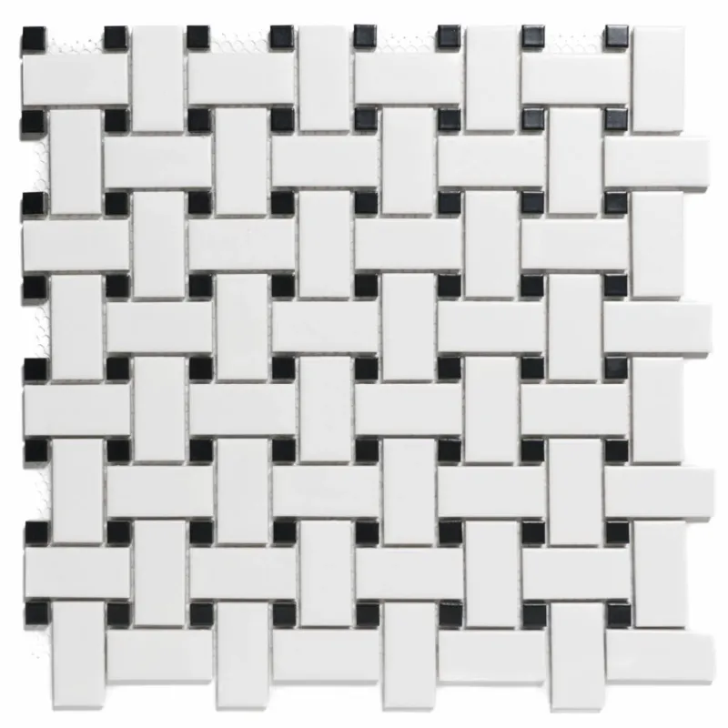 Direct Beschikbaar Mozaïek Paris 30x30 cm Geglazuurd Porselein, Basketweave Mat Zwart En Wit (Prijs Per m2)
