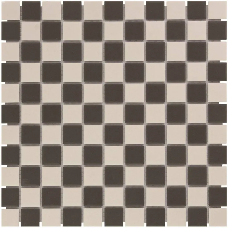 Meest Verkocht Mozaïek London 30x30 cm Onverglaasd Porselein, Mat Antislip En Wit En Zwart Dambord Mix (Prijs Per m2)