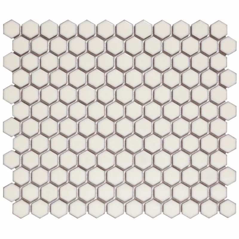 Mozaïek Barcelona 26x30 cm Geglazuurd Porselein Hexagon Glanzend Zacht Wit (Prijs Per m2) Lage Kosten