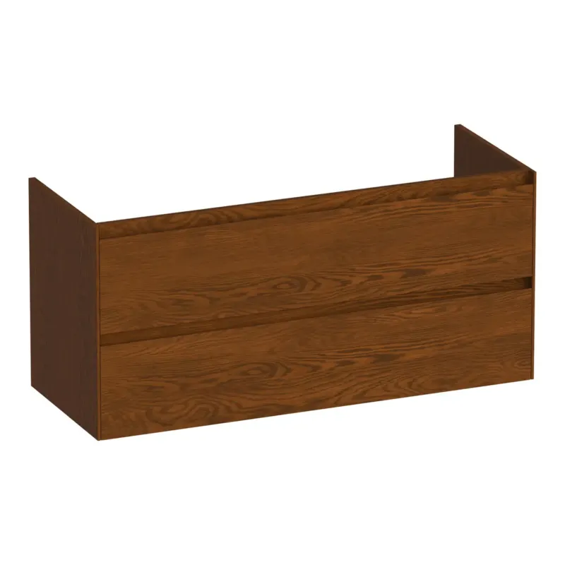 Seizoensaanbieding Brauer Inspire onderkast 120cm met 2 softclose lades en 1 sifon uitsparing lamellen eiken bruin