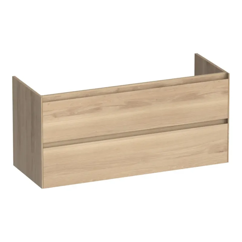 Voordeelprijs Brauer Inspire onderkast 120cm met 2 softclose lades en 1 sifon uitsparing lamellen eiken naturel