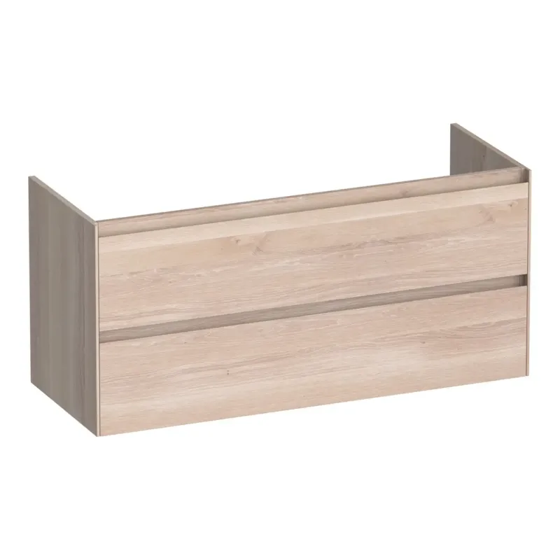 Brauer Inspire onderkast 120cm met 2 softclose lades en 2 sifon uitsparingen lamellen eiken wit Superprijs