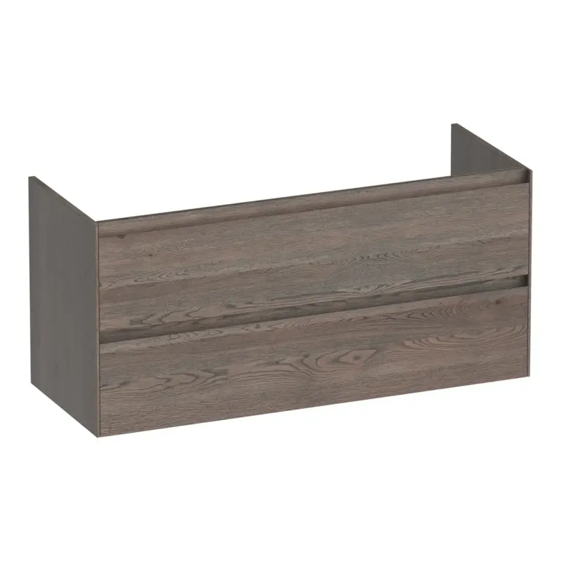 Brauer Inspire onderkast 120cm met 2 softclose lades en 2 sifon uitsparingen lamellen eiken zwart Veilige Betaling