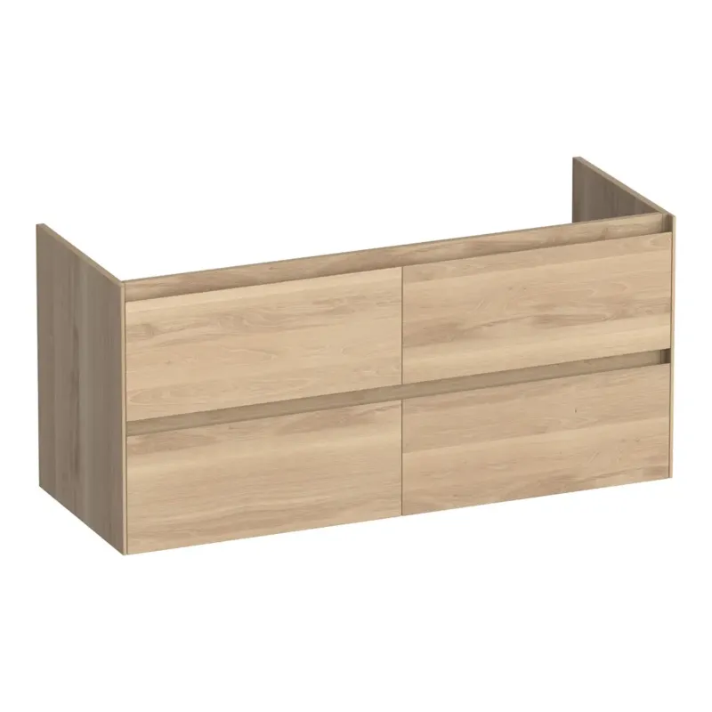 Brauer Inspire onderkast 120cm met 4 softclose lades en 2 sifon uitsparingen lamellen eiken naturel Aanbieding