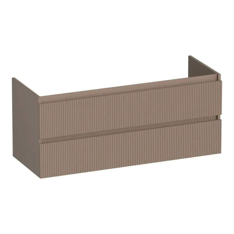 Seizoensaanbieding Brauer Joy Wavy onderkast ribbelfront 120cm met 2 softclose lades en 1 sifon uitsparing mokka mat