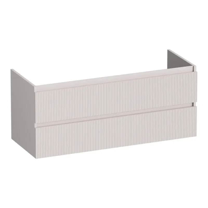 Uitverkoop Brauer Joy Wavy onderkast ribbelfront 120cm met 2 softclose lades en 1 sifon uitsparing zand mat