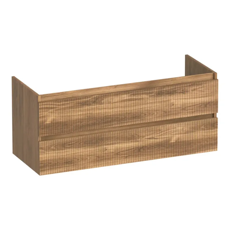 Speciale Aanbieding Brauer Joy Wavy onderkast ribbelfront 120cm met 2 softclose lades en 2 sifon uitsparingen honey
