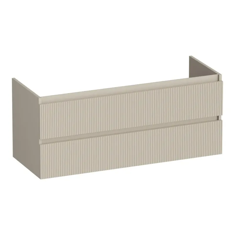 Brauer Joy Wavy onderkast ribbelfront 120cm met 2 softclose lades en 2 sifon uitsparingen beige mat Rechtstreeks Van De Fabrikant