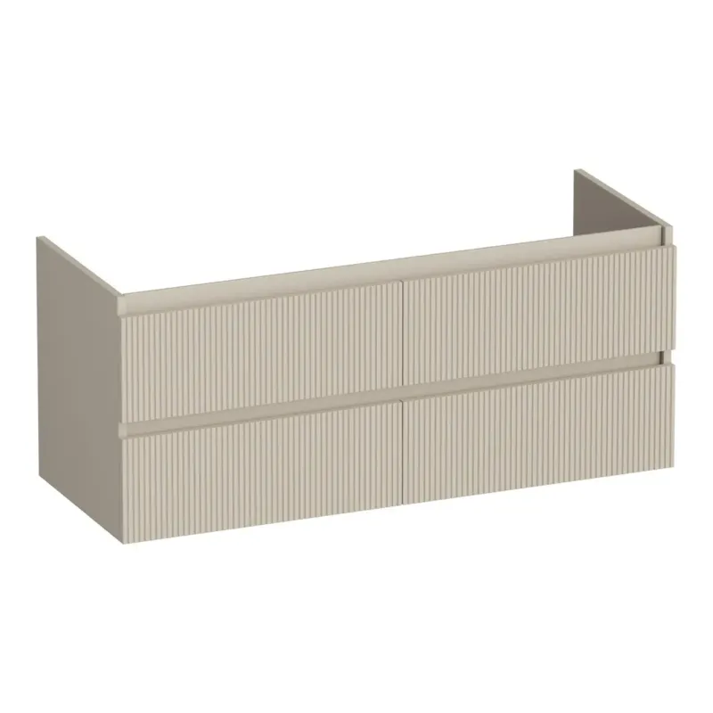 Brauer Joy Wavy onderkast ribbelfront 120cm met 4 softclose lades en 2 sifon uitsparingen beige mat Hoge Kwaliteit