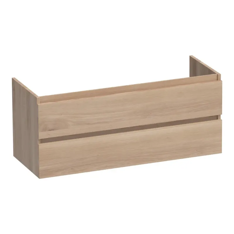 Brauer Joy onderkast 120cm met 2 softclose lades en 1 sifon uitsparing lamellen eiken naturel Speciale Aanbieding
