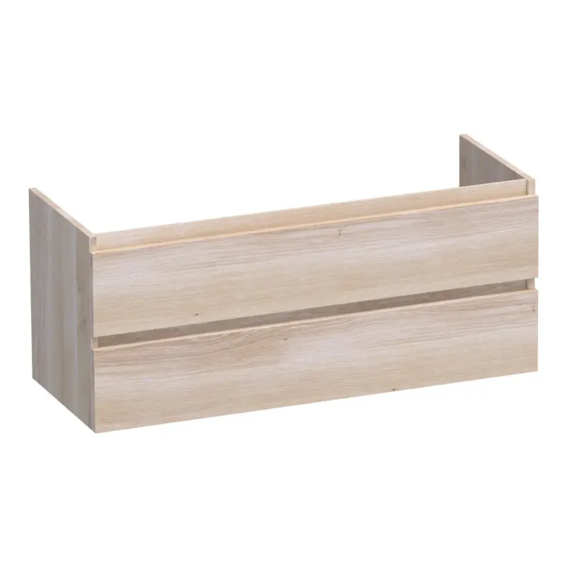 Brauer Joy onderkast 120cm met 2 softclose lades en 1 sifon uitsparing lamellen eiken wit Premium