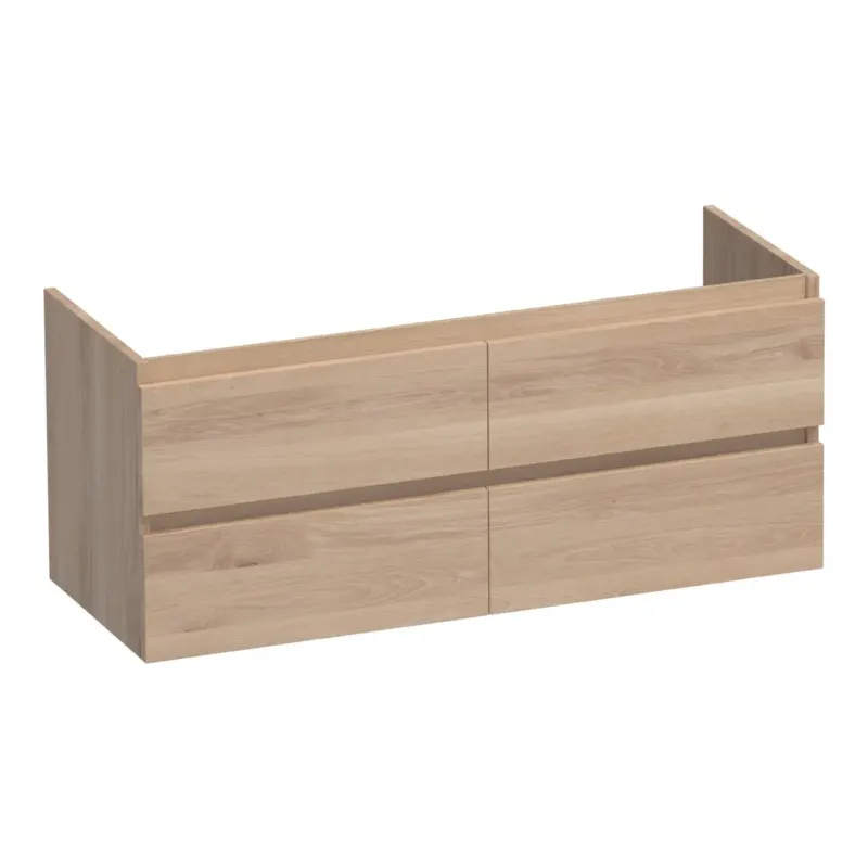 Brauer Joy onderkast 120cm met 4 softclose lades en 2 sifon uitsparingen lamellen eiken naturel Voordeelprijs