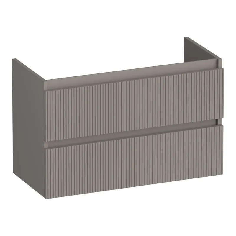 Brauer Joy Wavy onderkast ribbelfront ondiep 80cm met 2 softclose lades taupe mat Exclusieve Aanbieding