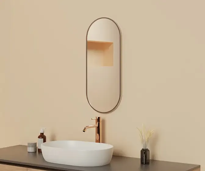 Koop Vandaag Mueller Ovalis ovale spiegel met lijst 30x70cm geborsteld brons
