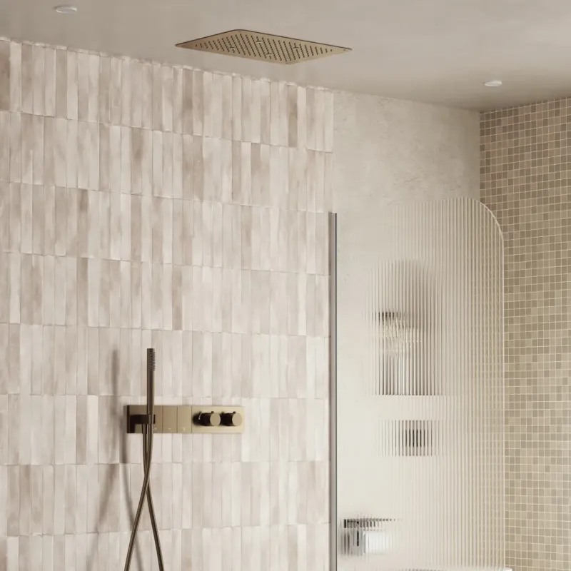 Koop Online Saniclear Premium Manchester plafond inbouw regendouche 48x33cm oud brons PVD met staafhanddouche