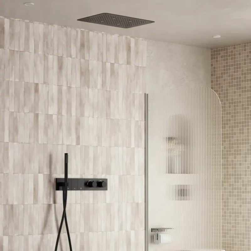 Beste Prijs Saniclear Premium Manchester plafond inbouw regendouche 48x33cm mat zwart met staafhanddouche