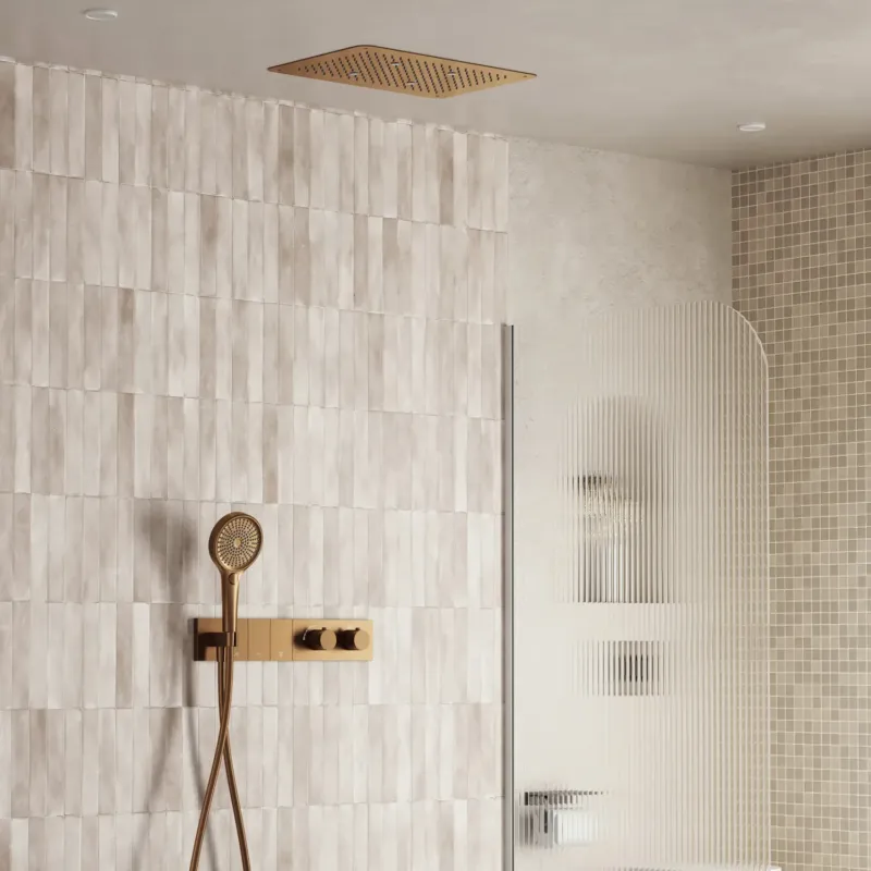 Superprijs Saniclear Premium Manchester plafond inbouw regendouche 48x33cm geborsteld koper PVD met 3 standen handdouche