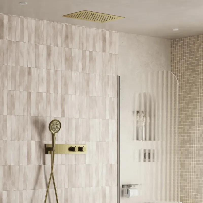 Bestseller Saniclear Premium Manchester plafond inbouw regendouche 48x33cm geborsteld messing PVD met 3 standen handdouche