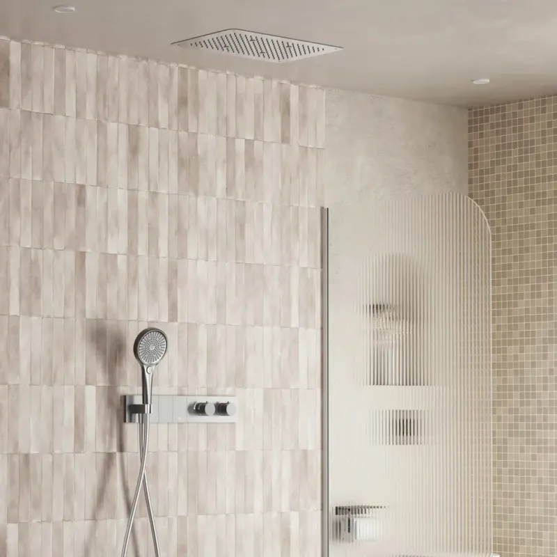 Saniclear Premium Manchester plafond inbouw regendouche 48x33cm RVS look PVD met 3 standen handdouche Direct Verzonden