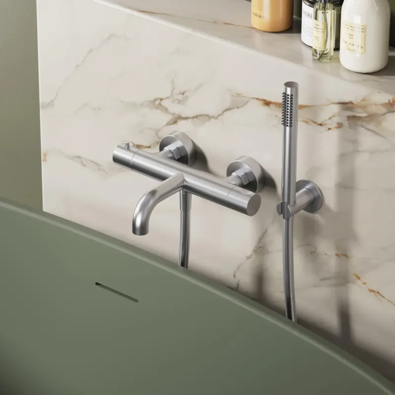 Flitsaanbieding Saniclear Premium London opbouw badkraan RVS look PVD met staafhanddouche
