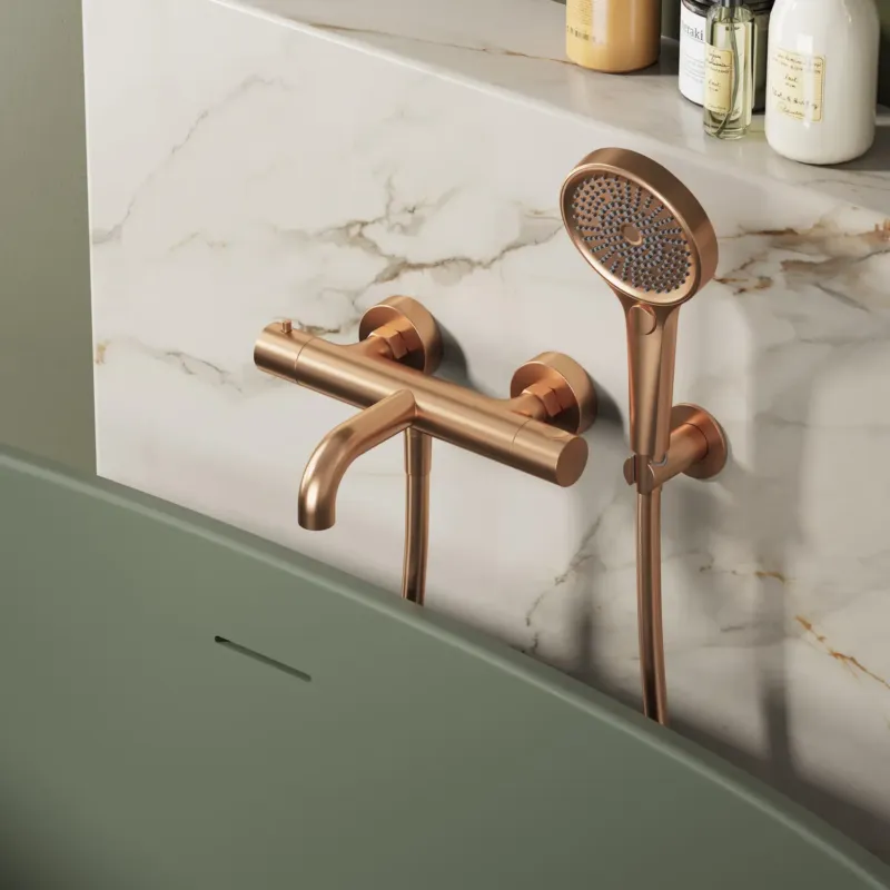 Express Levering Saniclear Premium London opbouw badkraan geborsteld koper PVD met 3 standen handdouche
