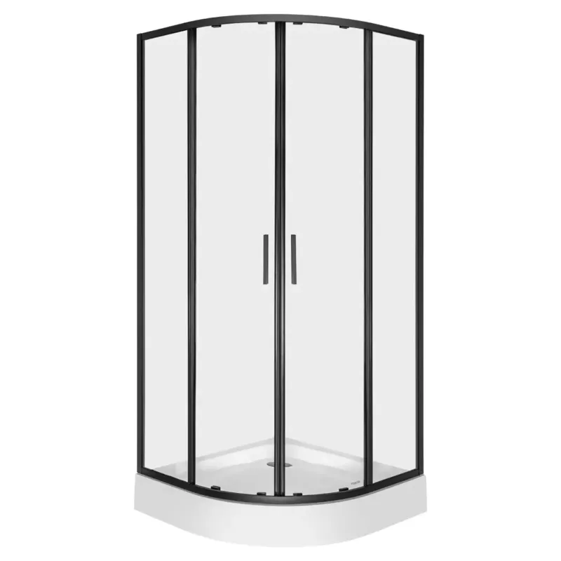 Kerra Solid douchecabine kwartrond 90x90cm zwart met douchebak Hoge Kwaliteit