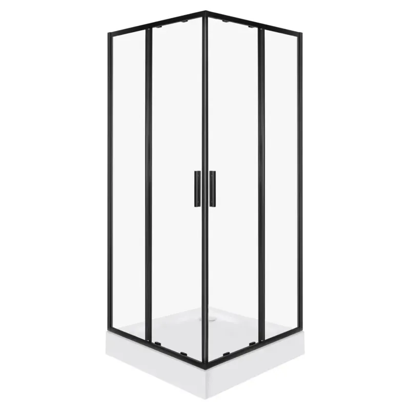 Kerra Solid douchecabine vierkant 90x90cm zwart met douchebak Aanbieding