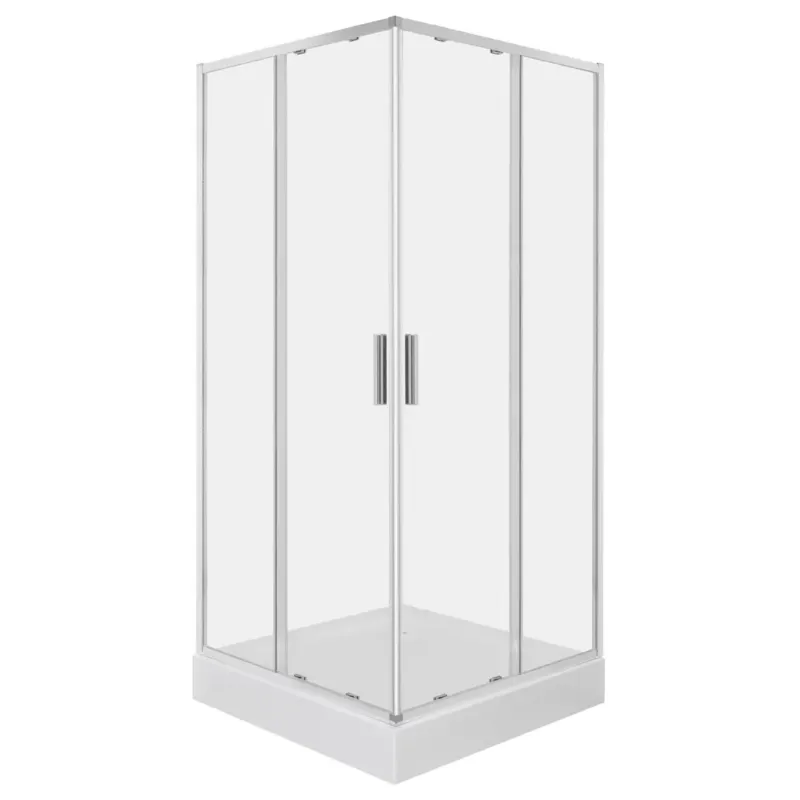 Lage Kosten Kerra Solid douchecabine vierkant 90x90cm chroom met douchebak