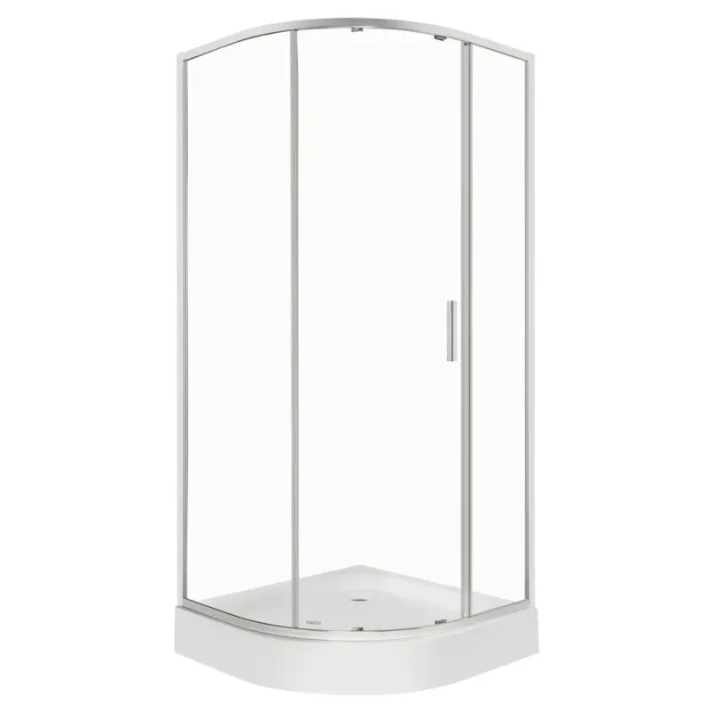 Kerra Solid douchecabine kwartrond 90x90cm chroom met enkele deur en douchebak Korting