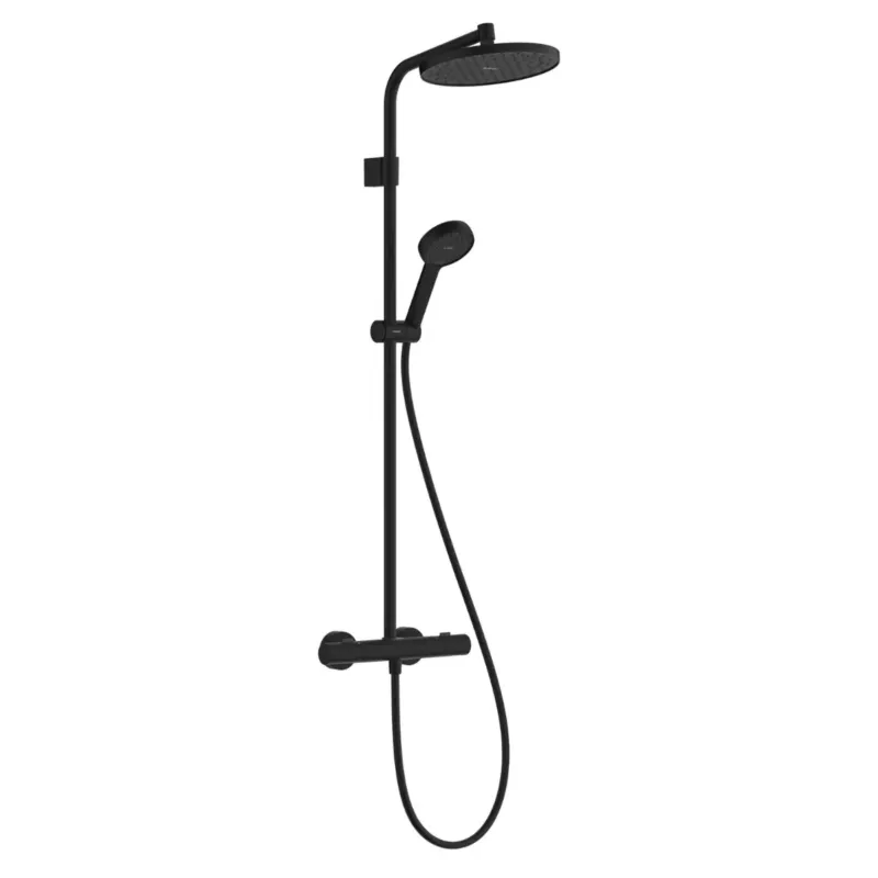 Nu Kopen Hansgrohe Activera S opbouw regendouche 24cm mat zwart EcoSmart met Ecostat Fine Varia