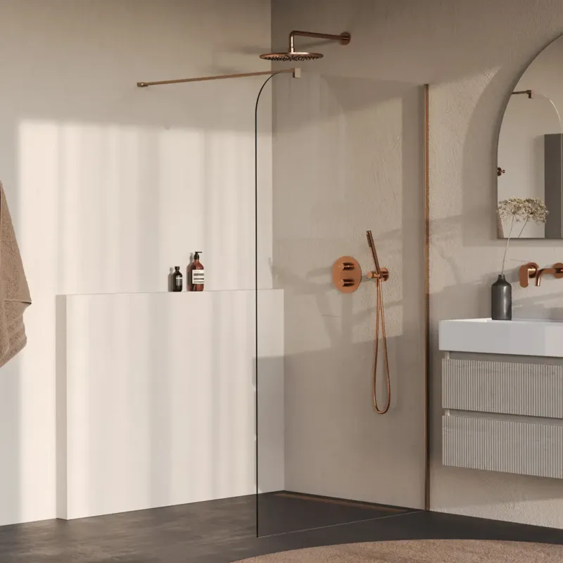 Brauer Orion inloopdouche helder glas 120cm afgerond koper geborsteld PVD Veilige Betaling