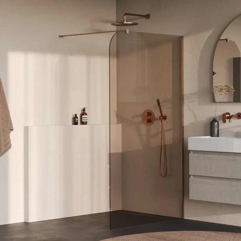 Beste Prijs Brauer Orion inloopdouche bronsglas 120cm afgerond koper geborsteld PVD