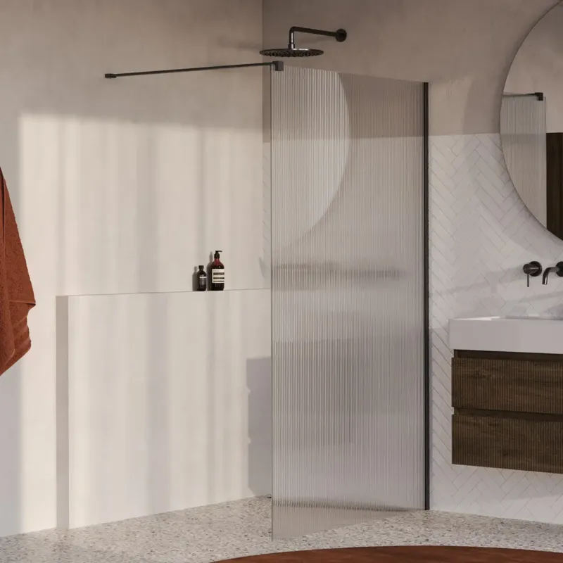 Seizoensaanbieding Brauer Oblivion inloopdouche ribbelglas 120cm gunmetal geborsteld PVD