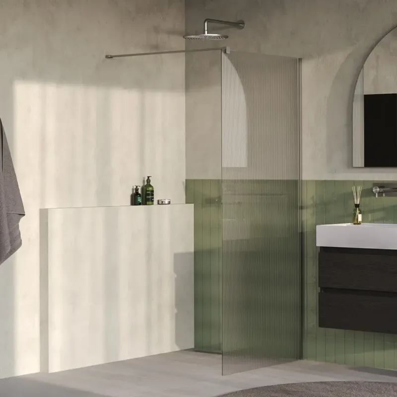 Weekendaanbieding Brauer Oblivion inloopdouche ribbelglas 100cm RVS geborsteld PVD