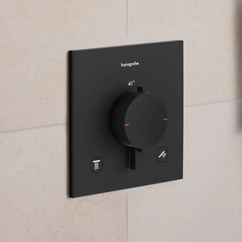 Hansgrohe Ecostat Comfort E inbouwthermostaat mat zwart met 2 functies Op = Op