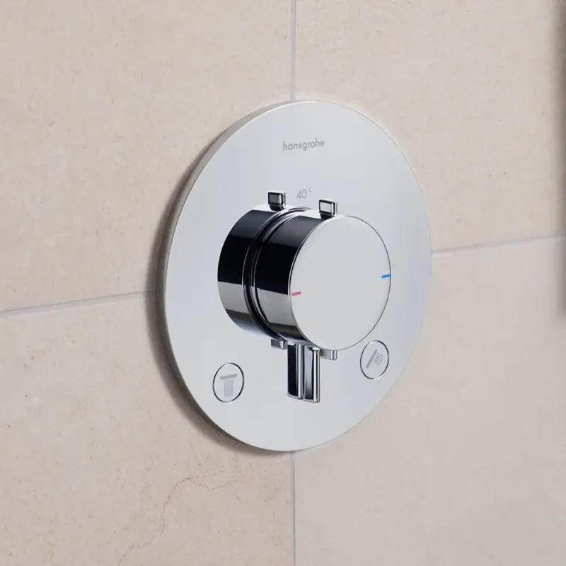 Hansgrohe Ecostat Comfort E inbouwthermostaat rond chroom met 2 functies Exclusieve Aanbieding