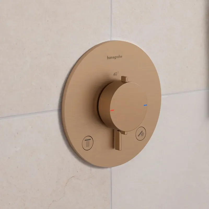 Gecertificeerd Hansgrohe Ecostat Comfort E inbouwthermostaat rond brushed bronze met 2 functies