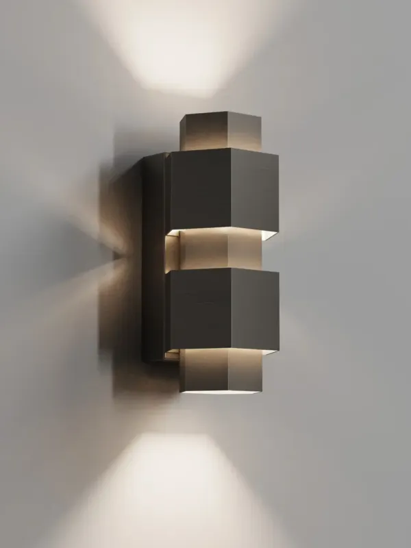 Hipp Design 02 wandlamp vijfhoek 12W dimbaar gunmetal PVD Must-Have