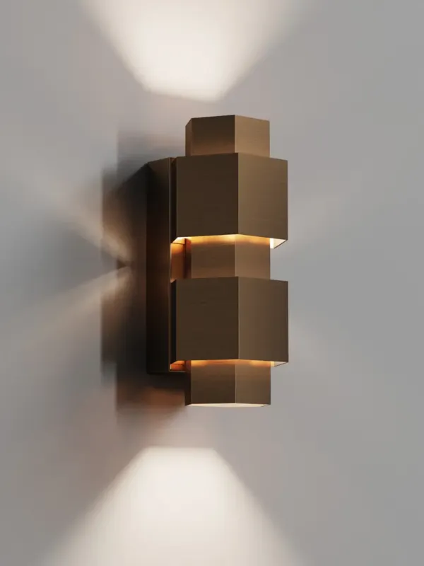 Hipp Design 02 wandlamp vijfhoek 12W dimbaar koper PVD Gratis Retour