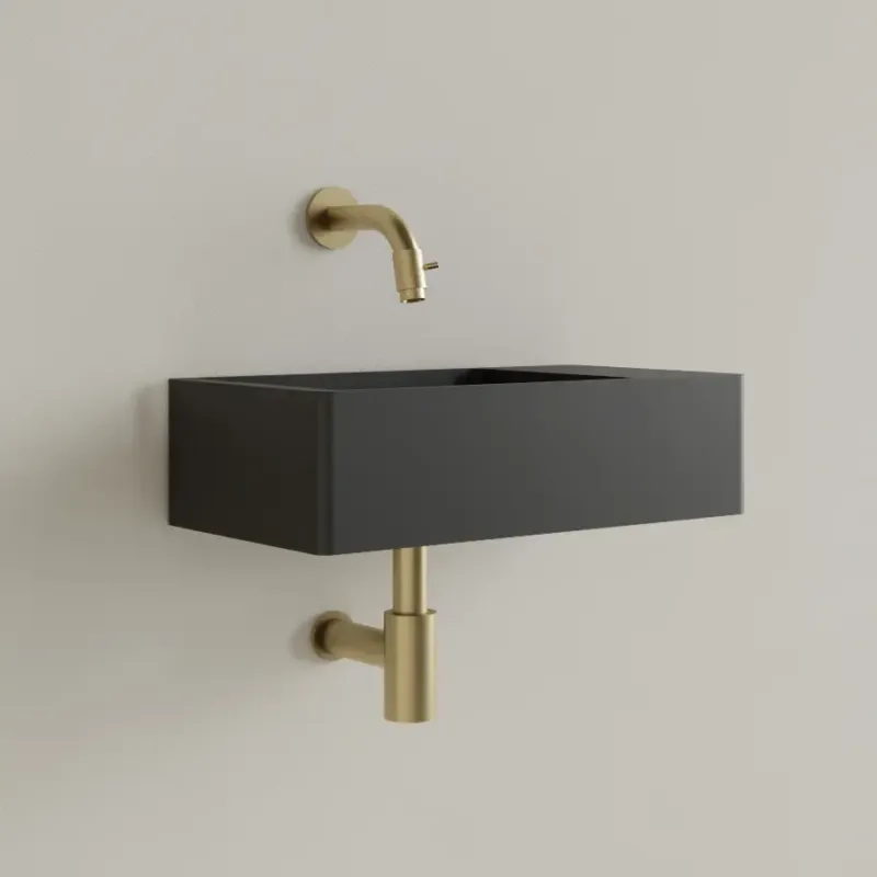 SHOWMODEL Sanigoods Luko fontein 40x22cm rechts zonder kraangat mat zwart Nu Kopen