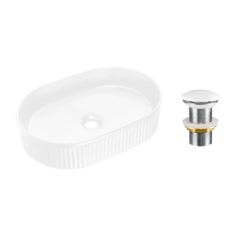 Comad Beyond waskom met ribbel 48x32.5cm met clickwaste wit mat Beste Prijs