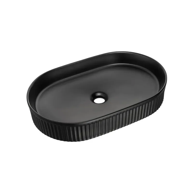 Comad Beyond waskom met ribbel 56x36cm zwart mat Merkproduct