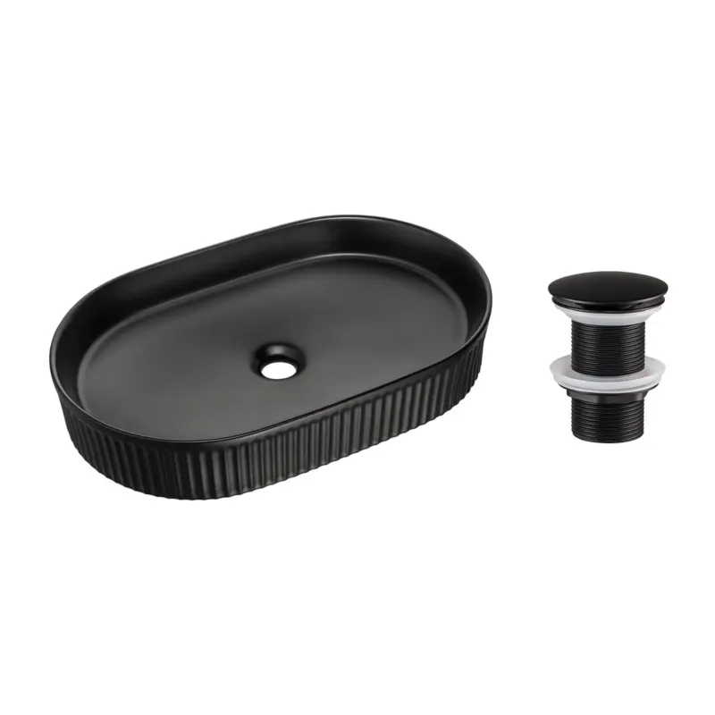 Comad Beyond waskom met ribbel 56x36cm met clickwaste zwart mat Hete Deal