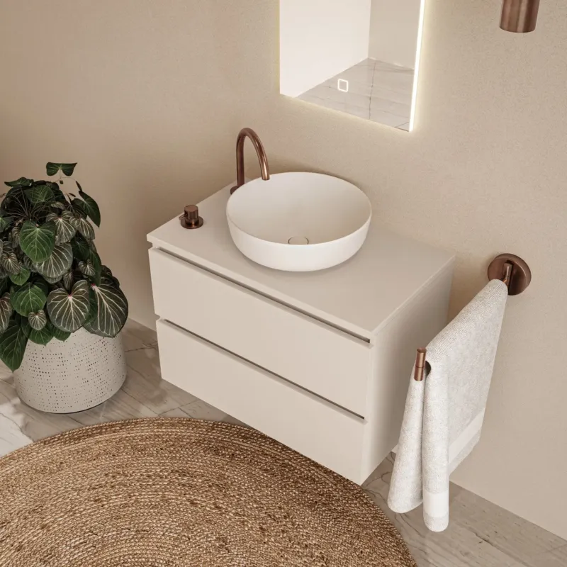 Fontana Proma badmeubel 80cm met witte waskom warm linnen Veilige Betaling