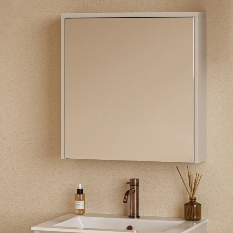 Premium Fontana Basic spiegelkast 60cm met 1 deur warm linnen